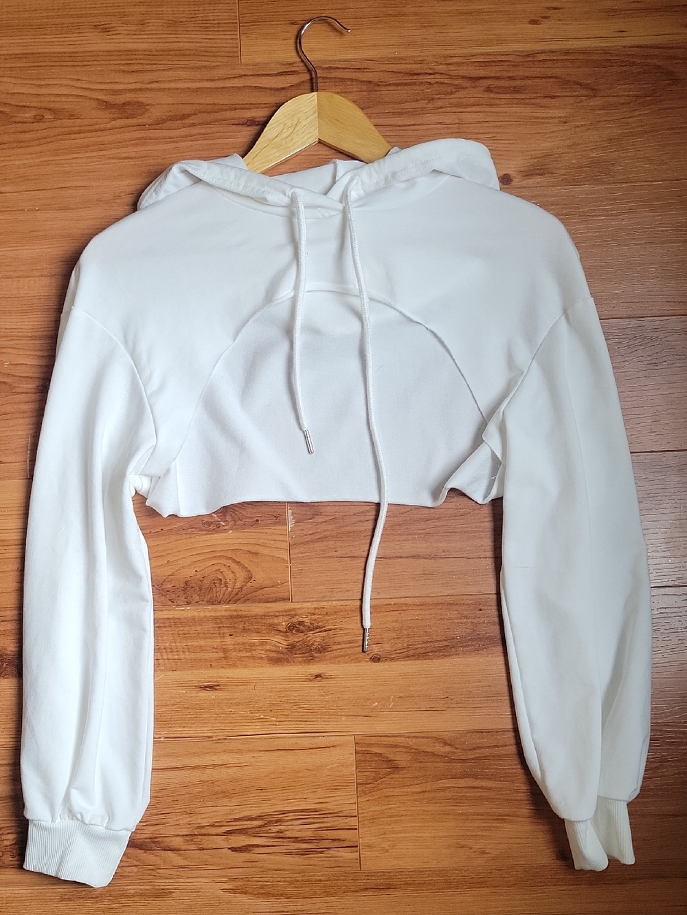 Women's Cropped Hoodie - White Pullover Sweatshirt